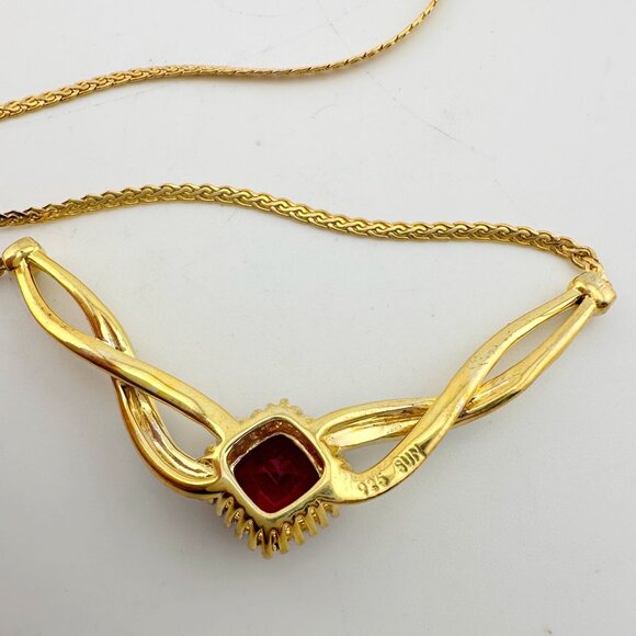 Elegant Lab Created Ruby and White Sapphire Infinite Loop Necklace - Picture 9 of 12